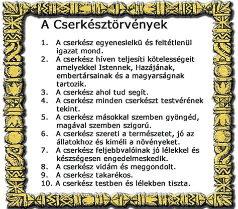 cserksztrvnyek|Tíz cserkésztörvény 